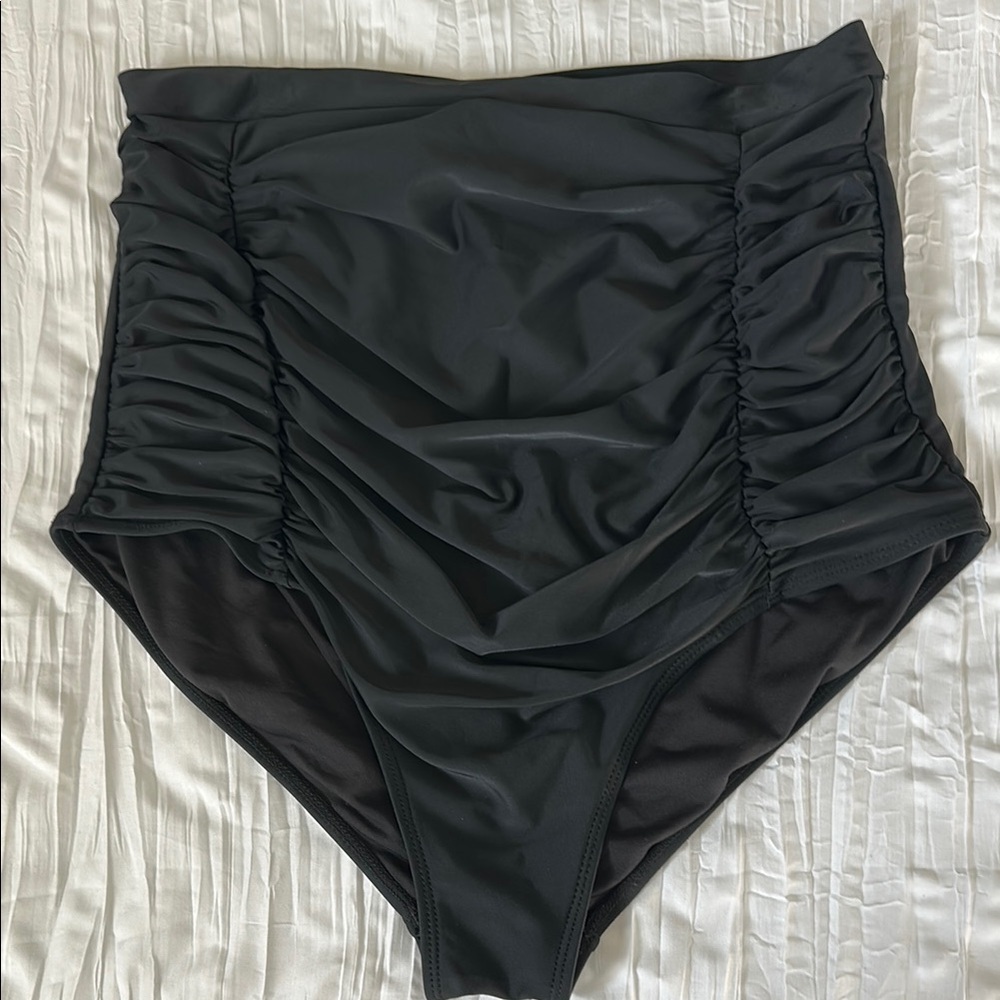 Shapermint Black Ruching High-Waisted Bikini